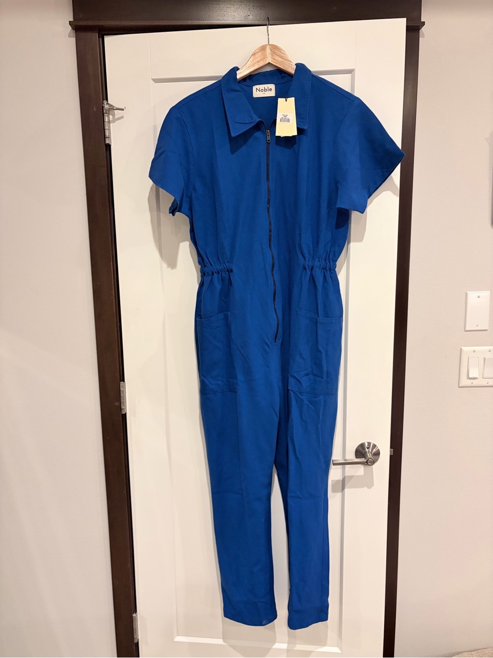 Noble Cobalt Utility Short-Sleeve Zip-Front Jumpsuit